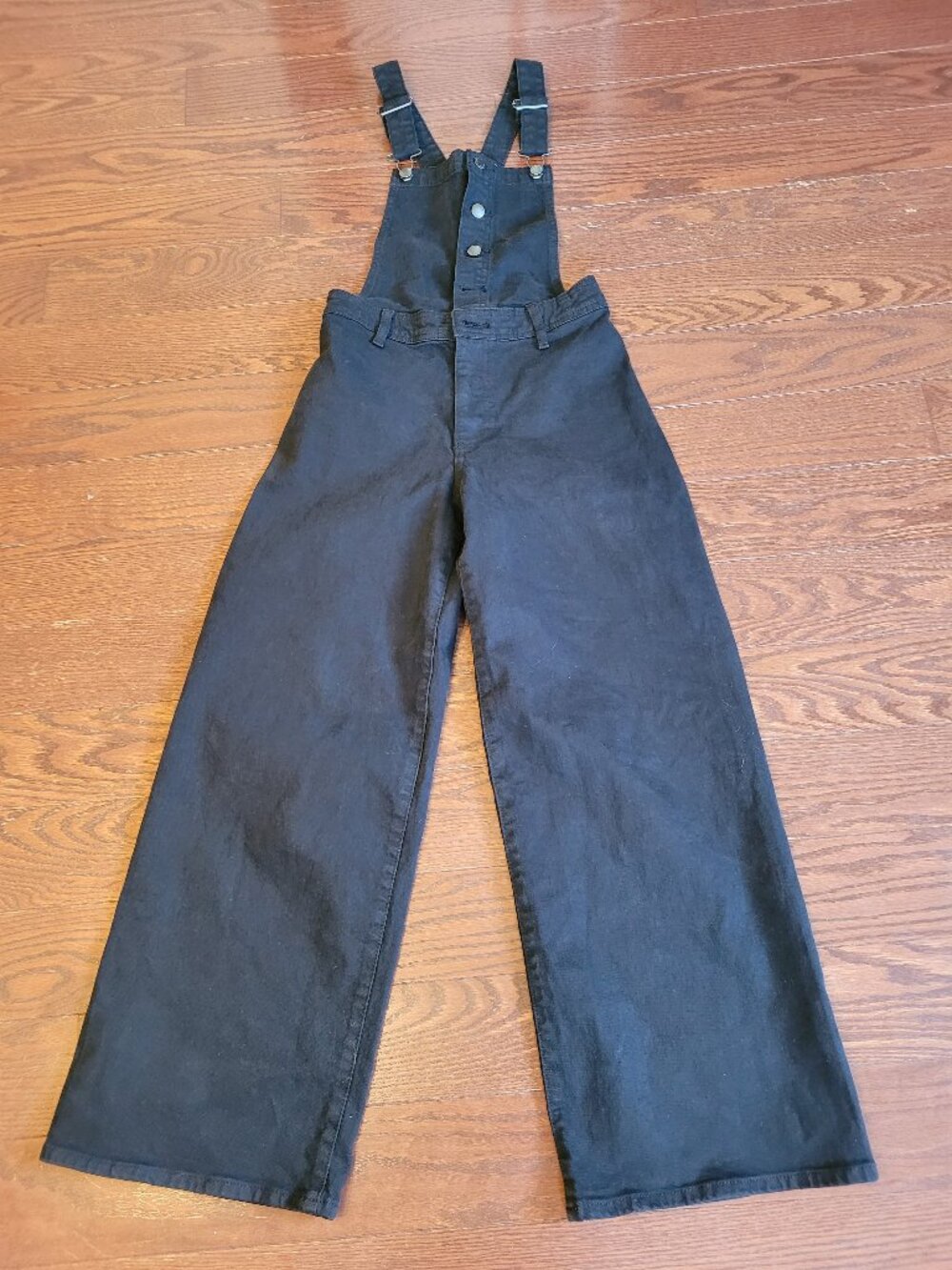 Universal Thread Womens Black Denim Overalls Jumpsuit Size 2 Wide Leg Bib Pants